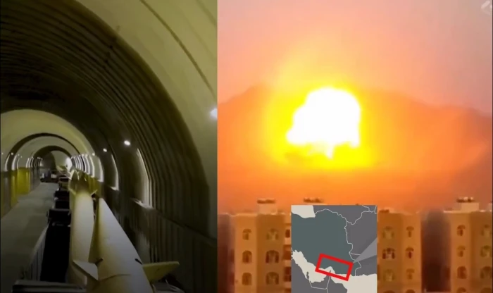أحدث لقطة: Video: The moment American planes targeted Iranian missile sites near the Strait of Hormuz using 5,000-pound bombs!