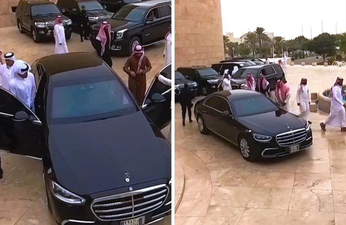 [EN] In the video: Prince Faisal bin Farhan drives his vehicle accompanied by the Prime Minister and Minister of Foreign Affairs of Qatar