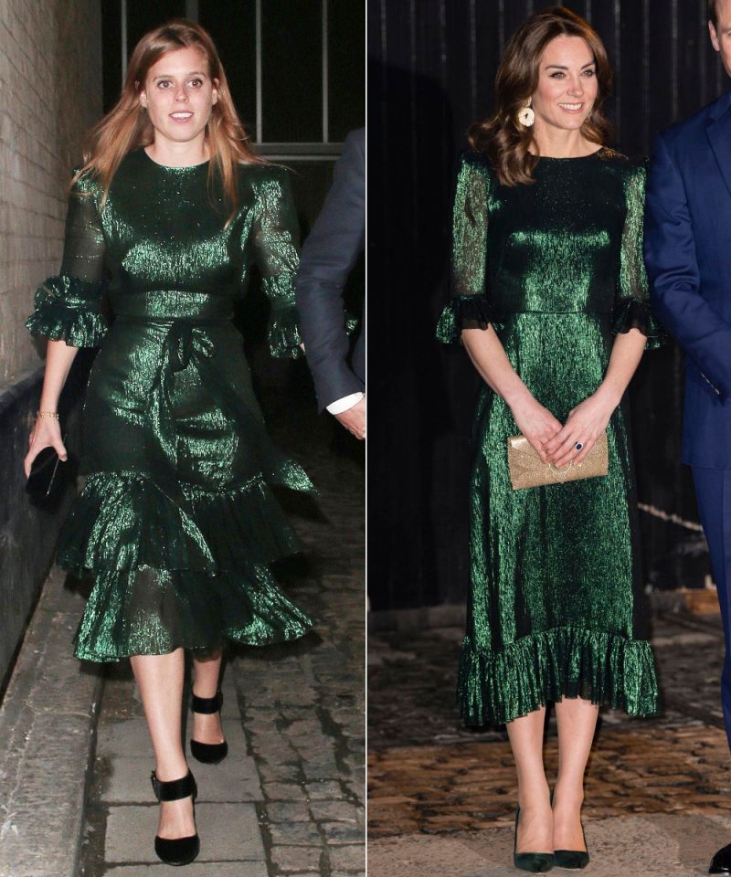 Princess Beatrice (left) and the Duchess of Cambridge have very similar green dresses.