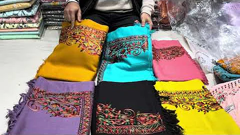 Plain pashmina suit with kashmiri work stole limited colour book now 8708529844