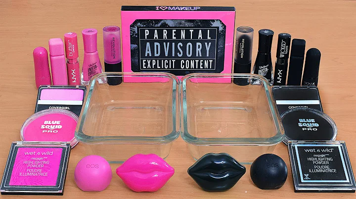 Pink vs Black - Mixing Makeup Eyeshadow Into Slime ASMR