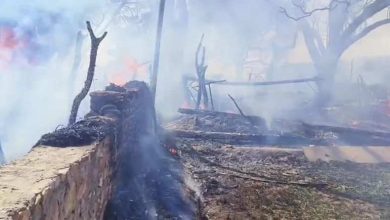 Fierce fire in three houses in Karuli, all the goods including two goats burned to ashes