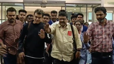 Actor Ajit Kumar returned to Chennai after receiving Padma Bhushan, the fans warmly welcomed