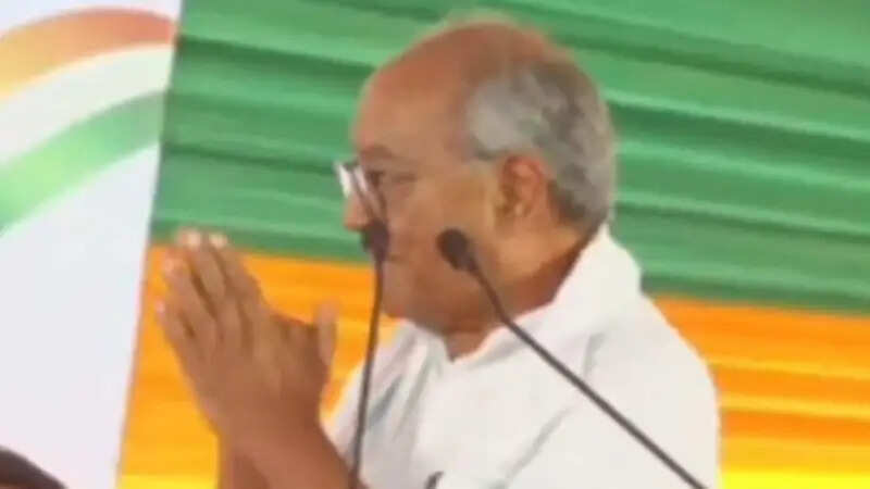 “I won’t sit on stage now,” Digvijay Singh said with folded hands in the program watching video