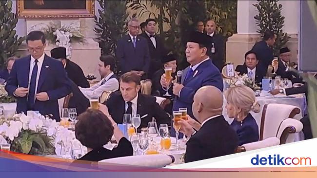 Prabowo invited toast at the dinner with Macron and Brigitte: Vive La France