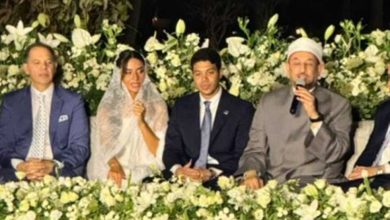 الصور الأولى لعقد قران حفيد الزعيم عادل إمام