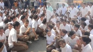 Rioting by trainee women -soldiers in Gorakhpur, 600 soldiers on their way to the singing of the Training Center