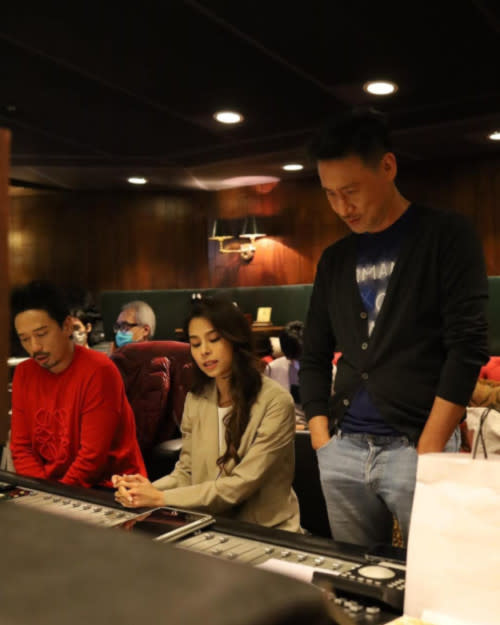 Gin and Jacky working alongside composer and music producer Eric Kwok