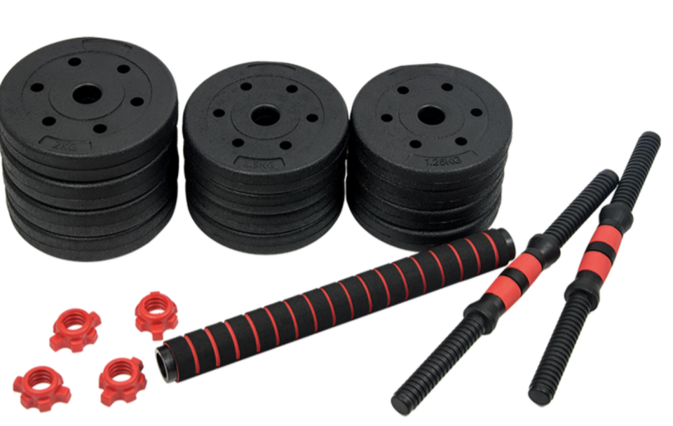 20kg Adjustable Rubber Dumbbell Set Barbell, $59.95